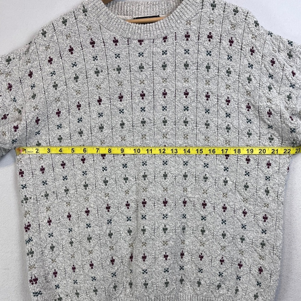 Peconic Bay Traders Mens Large Crewneck Sweater Gray Geometric Pattern Made USA - Picture 7 of 8